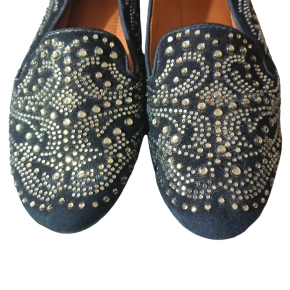 Donald Pliner 25th Anniversary Black Suede Studded Ballet Flats size 7.5 - Picture 2 of 9